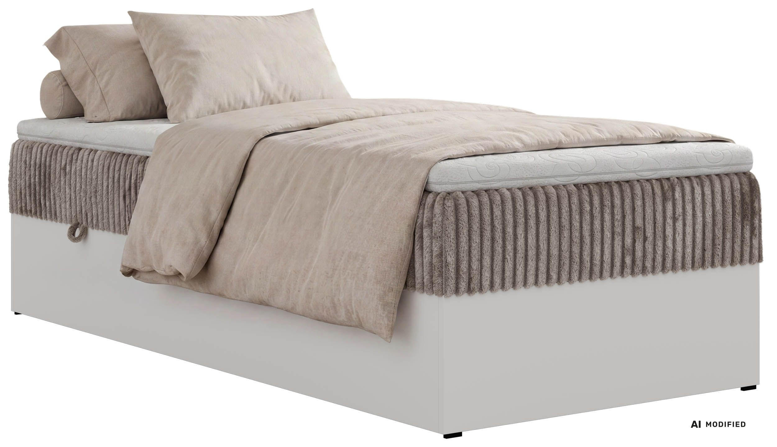 BOXBETT TRAVIT ZERO 90 90/200 - Hellbraun Cord - Topper Visco - H3 - Hellbraun/Schwarz, Kunststoff/Textil (90/200cm) - MKS