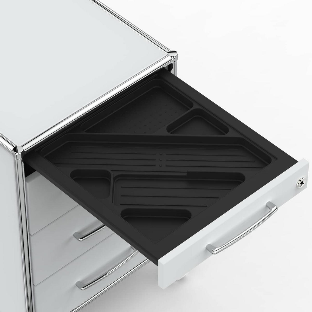 BÜRO-STANDCONTAINER Holz, 80 cm, 4 Schubladen, Lichtgrau - Chromfarben/Silberfarben, Holzwerkstoff/Metall (80/61/80cm) - Versee