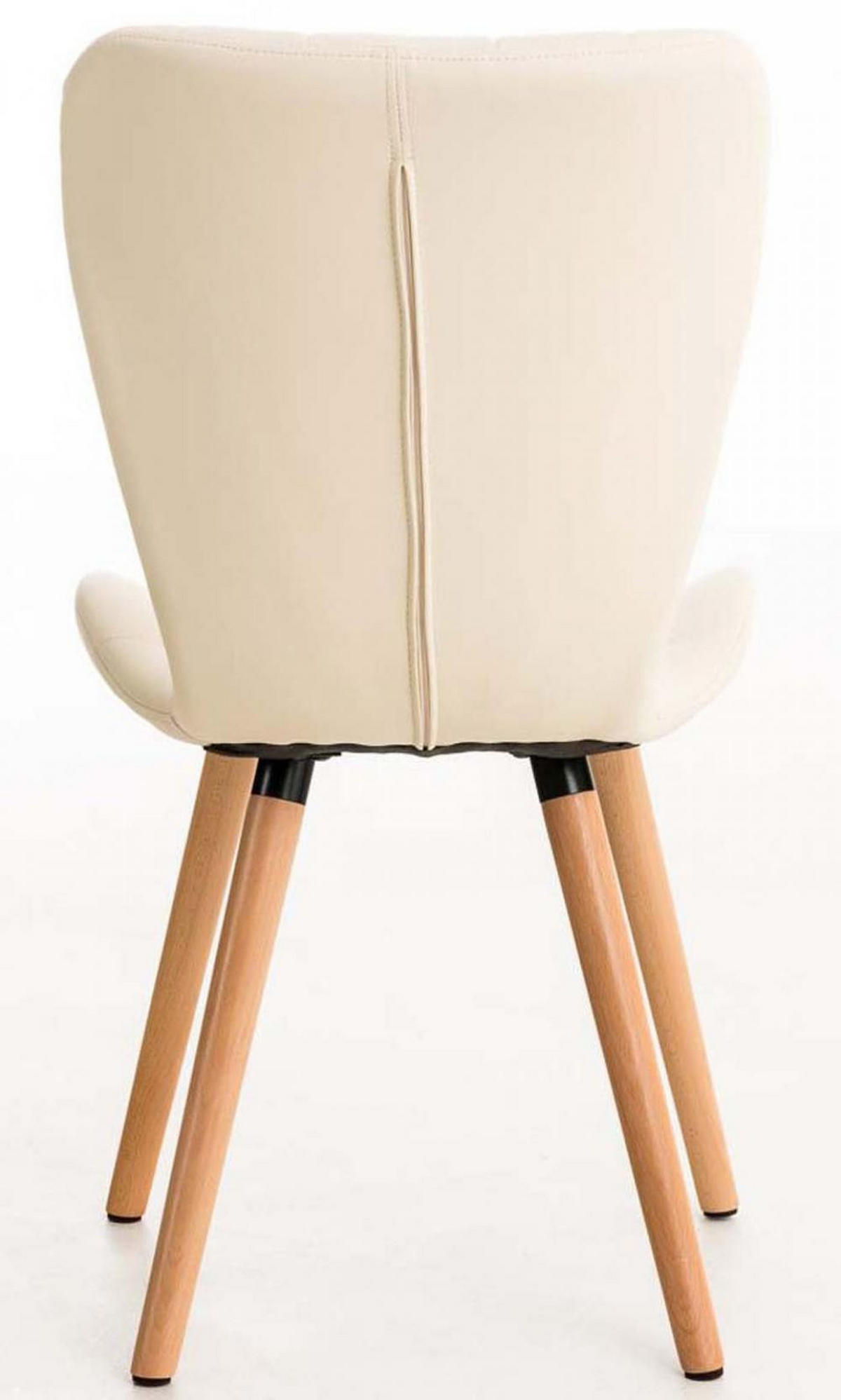 STUHL 4er Set Lederlook creme - Eukalyptusholzfarben/Creme, Holz/Textil (50/88/63cm) - CLP