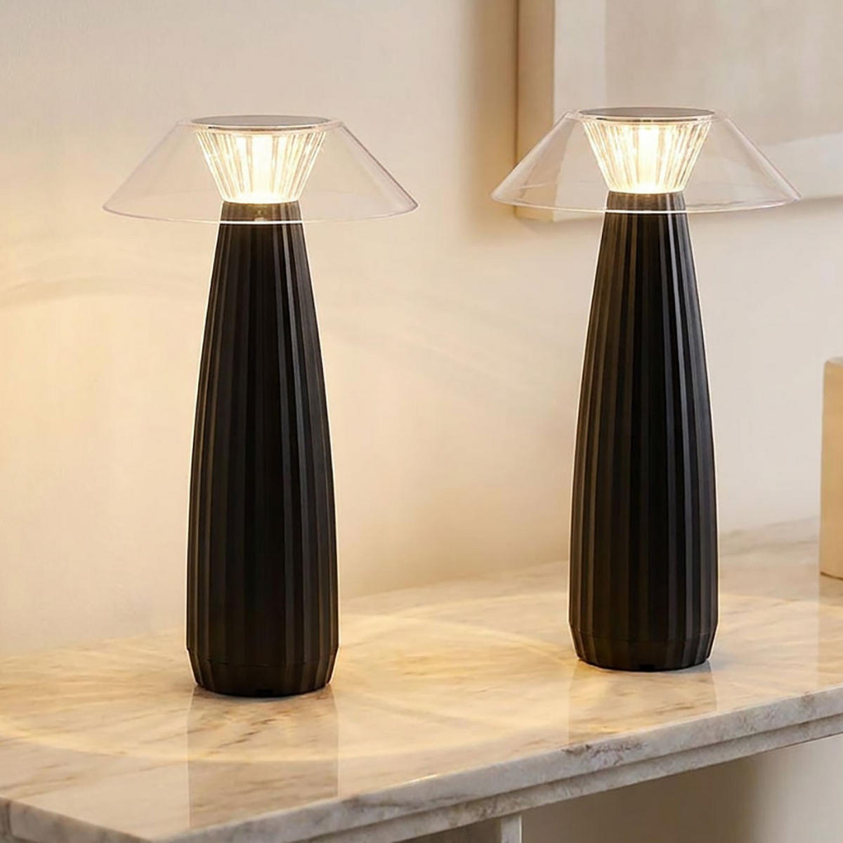 LED TISCHLEUCHTE ILLUMI Kunststoff Schwarz matt 2-tlg. - Schwarz, Kunststoff (15.4/15.4/28cm) - Globo Lighting