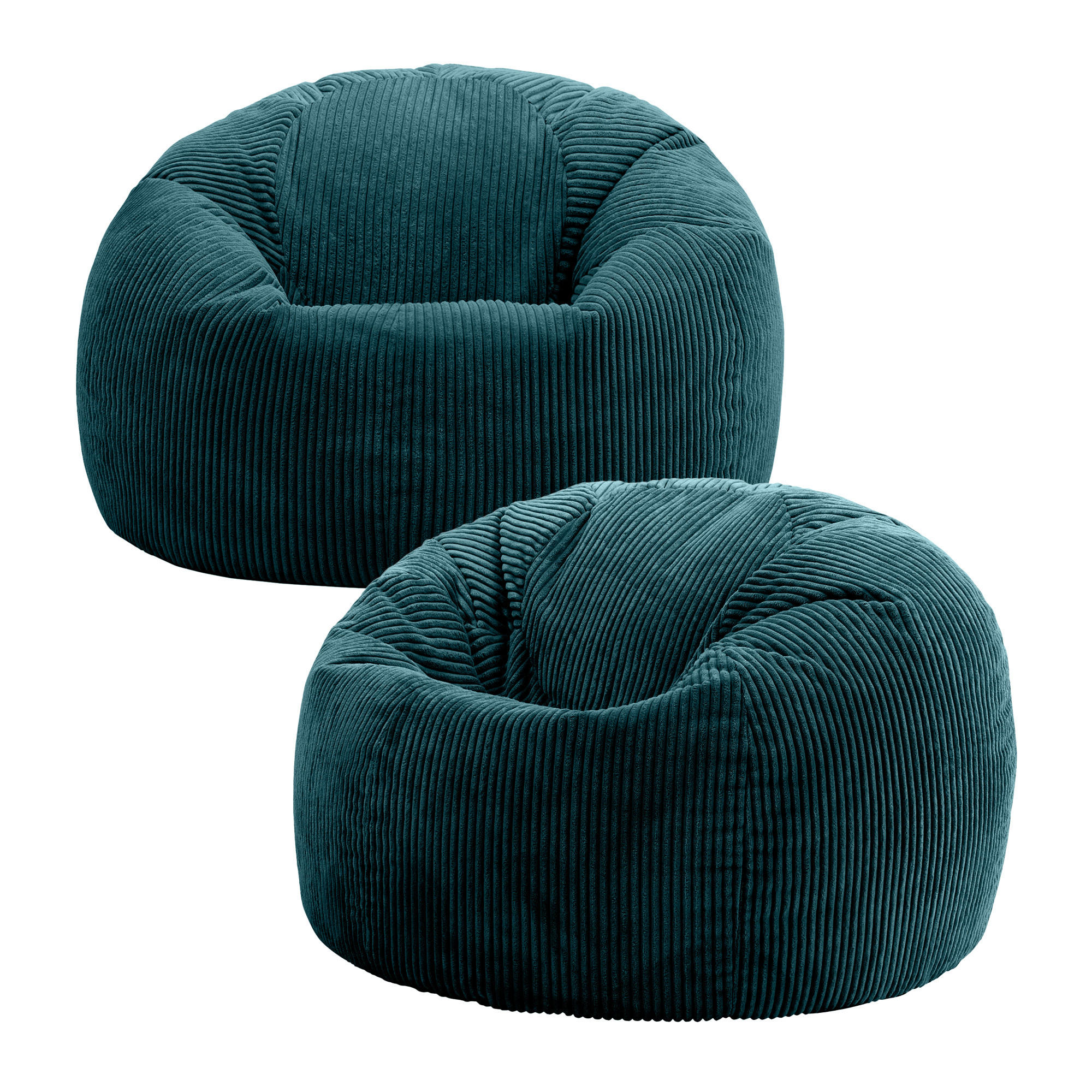 SITZSACK Klassisch Sessel aus Cord 2-tlg. - Dunkelgrün, Textil (85/50/85cm) - icon