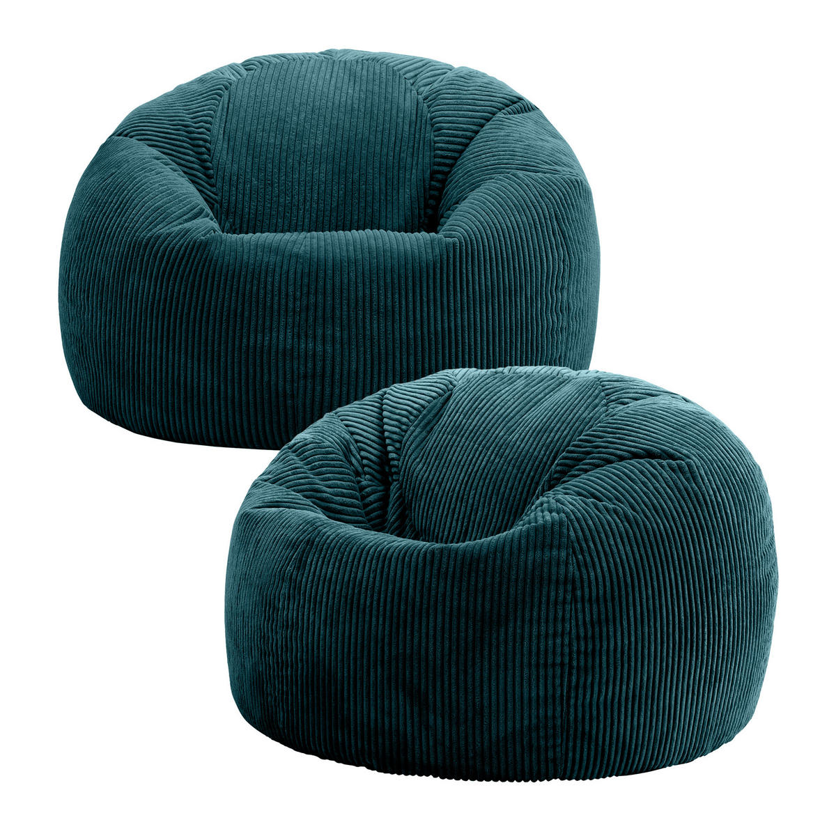 SITZSACK Klassisch Sessel aus Cord 2-tlg. - Dunkelgrün, Textil (85/50/85cm) - icon