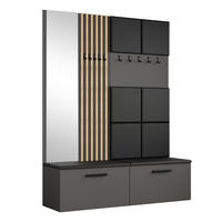 GARDEROBENSCHRANK MODULO 161,2/204/40 cm Modern Garderobe-Set Grau - Schwarz/Grau, Holzwerkstoff (161.2/204/40cm) - MASSENO