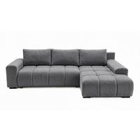 ECKSOFA Ovia mit Bettkasten und Schlaffunktion, Bouclé-Stoff in L-Form - Dunkelgrau, Textil (270/185cm)