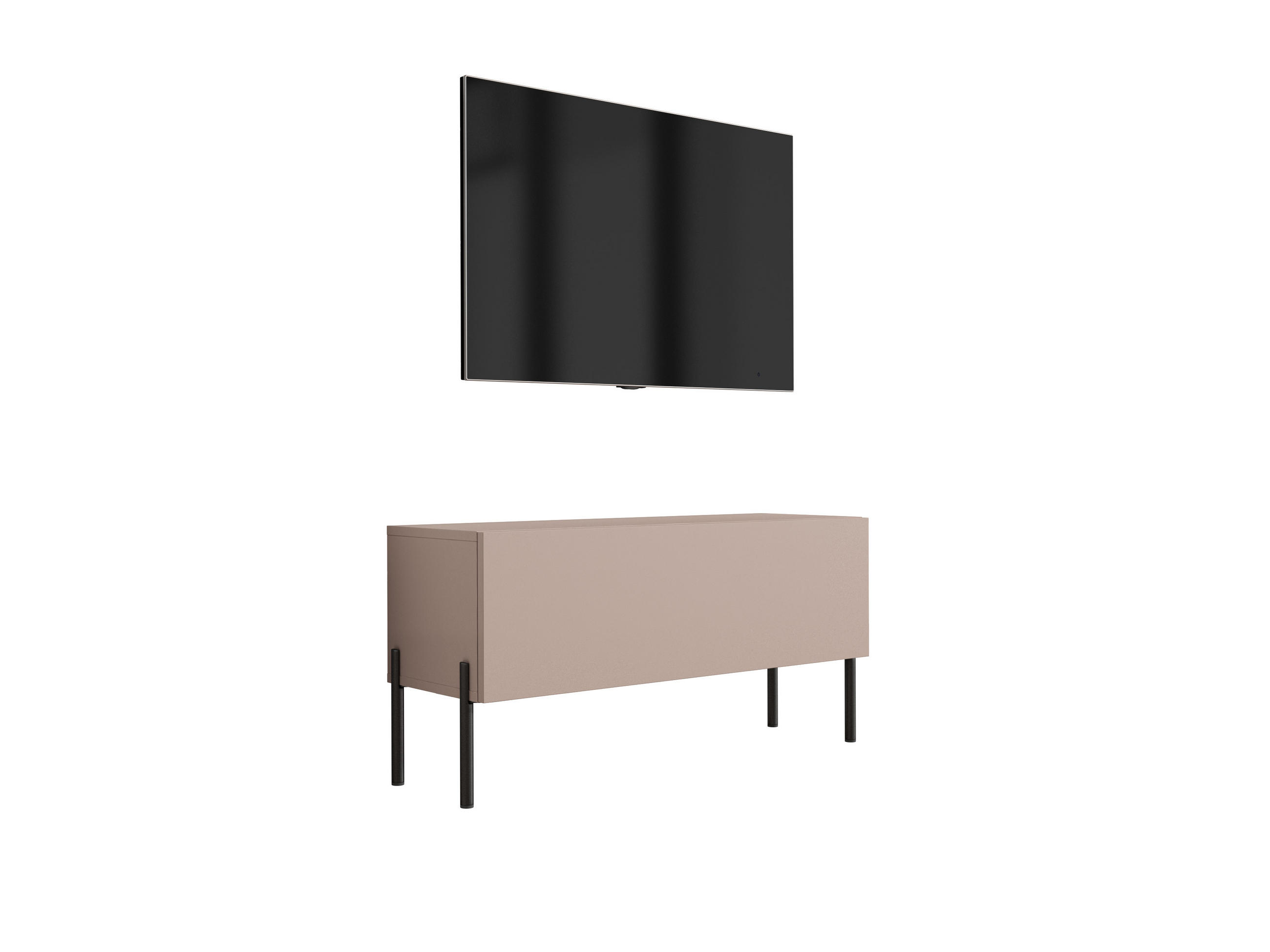 TV-SCHRANK : Karamellbraun, 100 x 52 x 32 cm, schwarze Beine - Schwarz/Braun, Holzwerkstoff/Metall (100/52/32cm) - 3XE LIVING