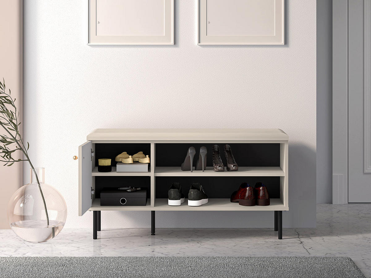 SCHUHBANK – SOPHIE 15 – Elegante Sitzbank mit Stauraum für den Flur - Kaschmir, Holzwerkstoff (102/55/34cm) - hi-markt