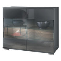 KOMMODE Bari Grau Hochglanz - Grau, Holzwerkstoff (92.5/75.5/35cm) - Vladon