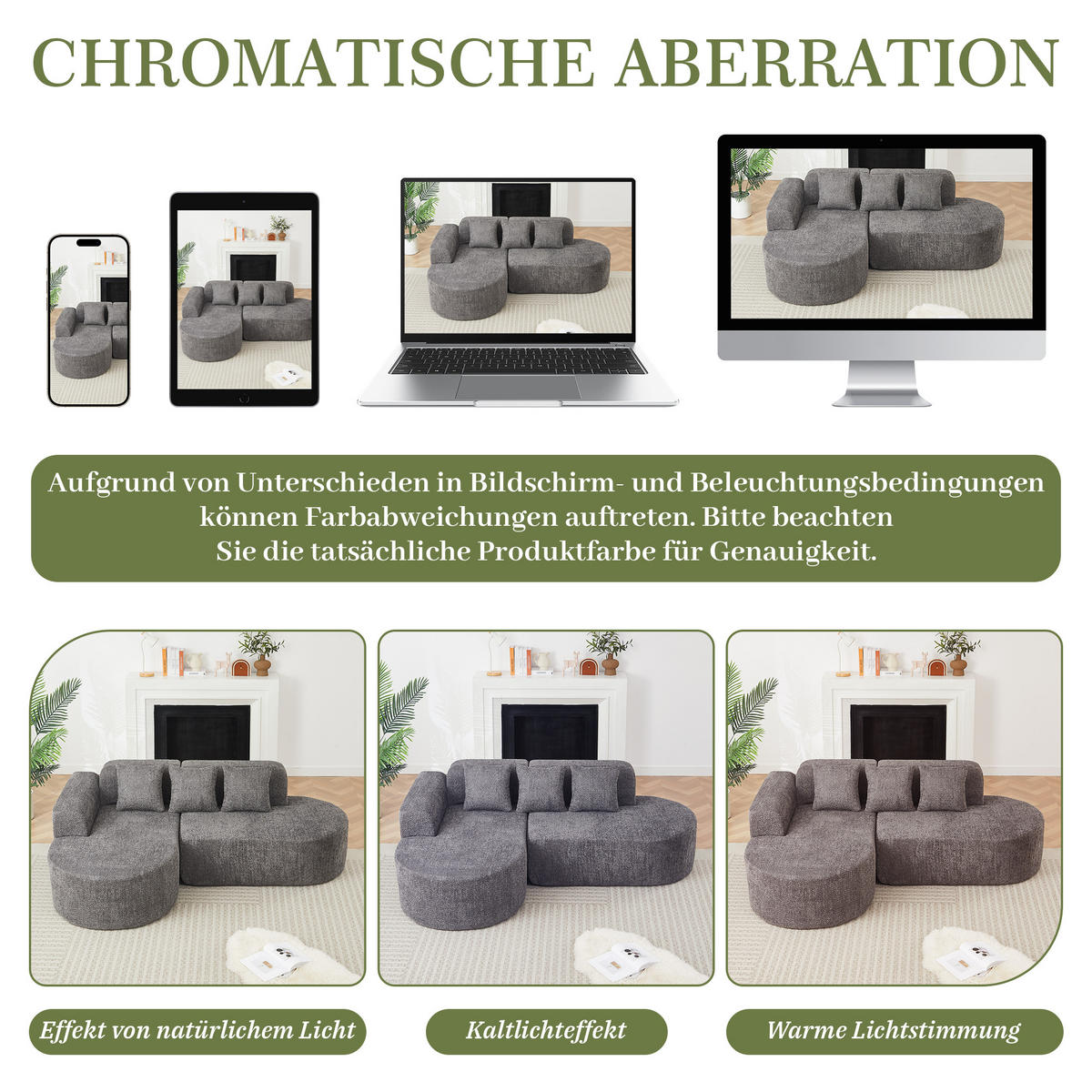ECKSOFA 222/157/73 cm Grau Chenille mit 3 Kissen (Linke Seite) - Anthrazit, Textil (157/222cm) - Oxeza