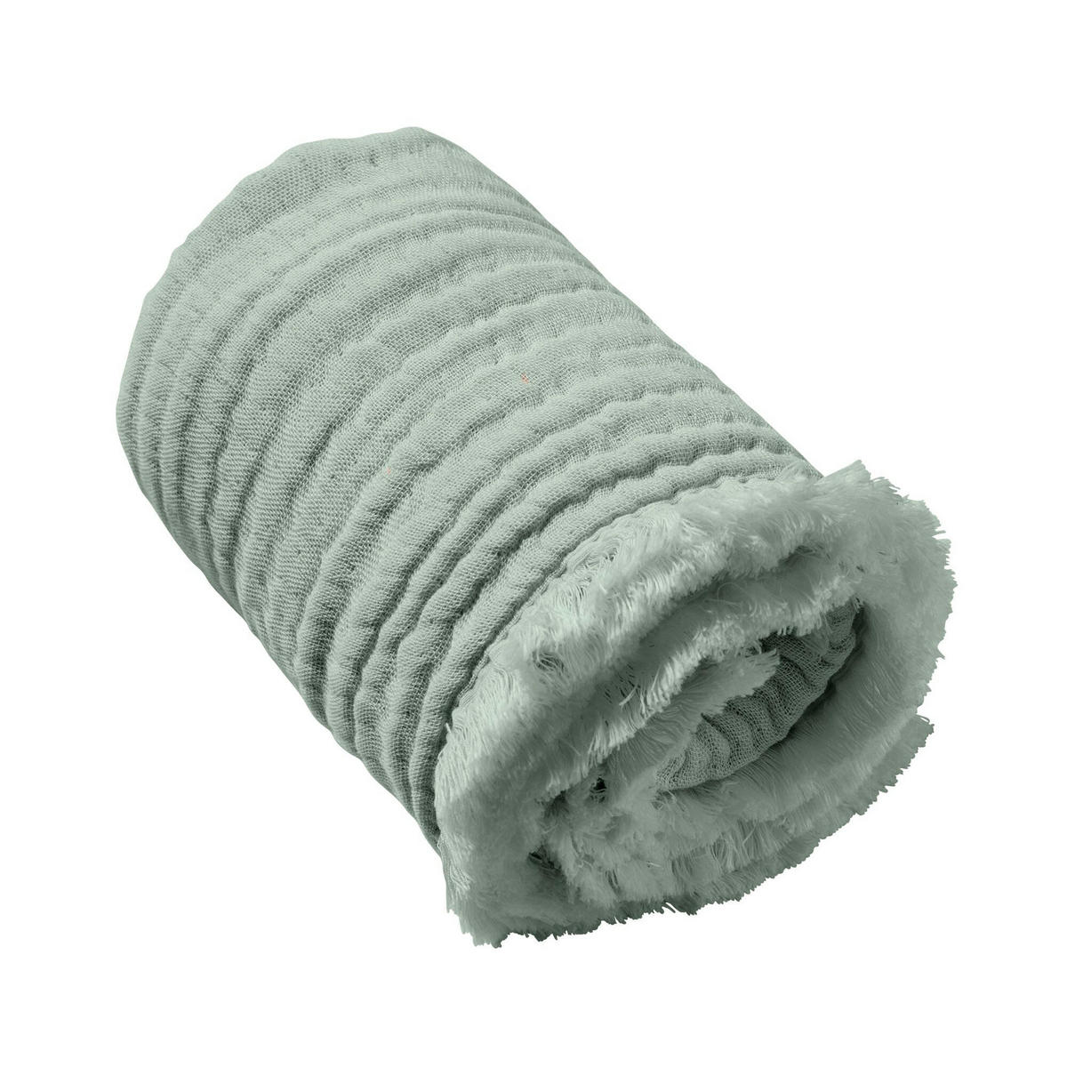 MUSSELINDECKE Mint Fransen - Mintgrün, Textil (80/80cm) - nordic coast company