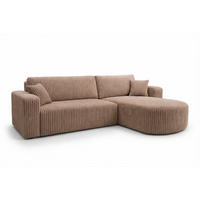 ECKSOFA Mit Schlaffunktion, Cordstoff Tilia, Braun, Rechts, ROUND ONE XL - Braun, Holz (271/175cm) - Kaiser Möbel
