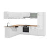 ECKKÜCHE R-Line Weiß Hochglanz/Weiß 227 x 287 cm, AP Eiche - Weiß Hochglanz/Weiß, Holzwerkstoff (287/81.6/60cm) - Vicco