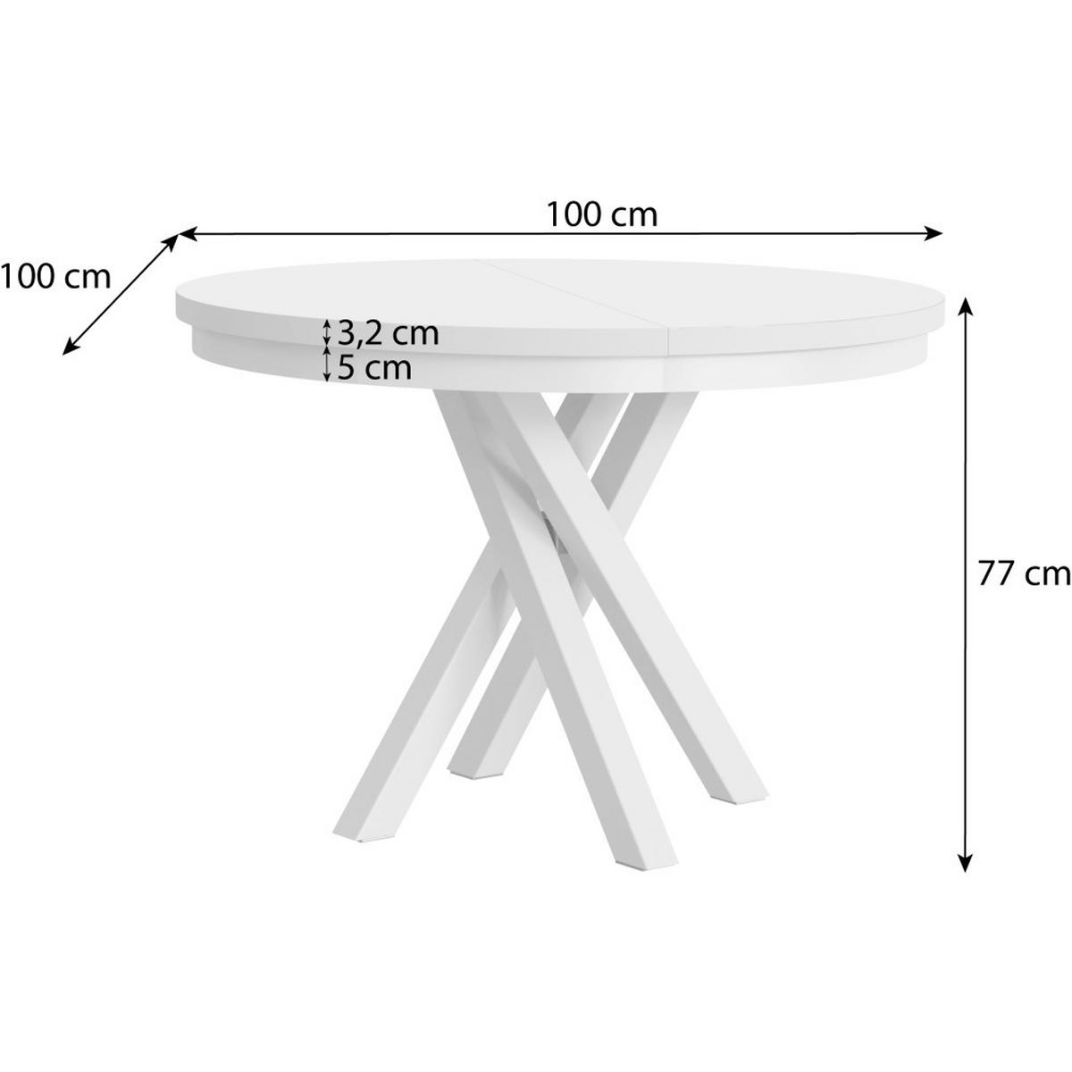 ESSTISCH Kris, Runder, mit Metallbeinen, eiche Artisan+Schwarz - Schwarz/Eiche Artisan, Holzwerkstoff/Metall (100/100/77cm) - Beautysofa