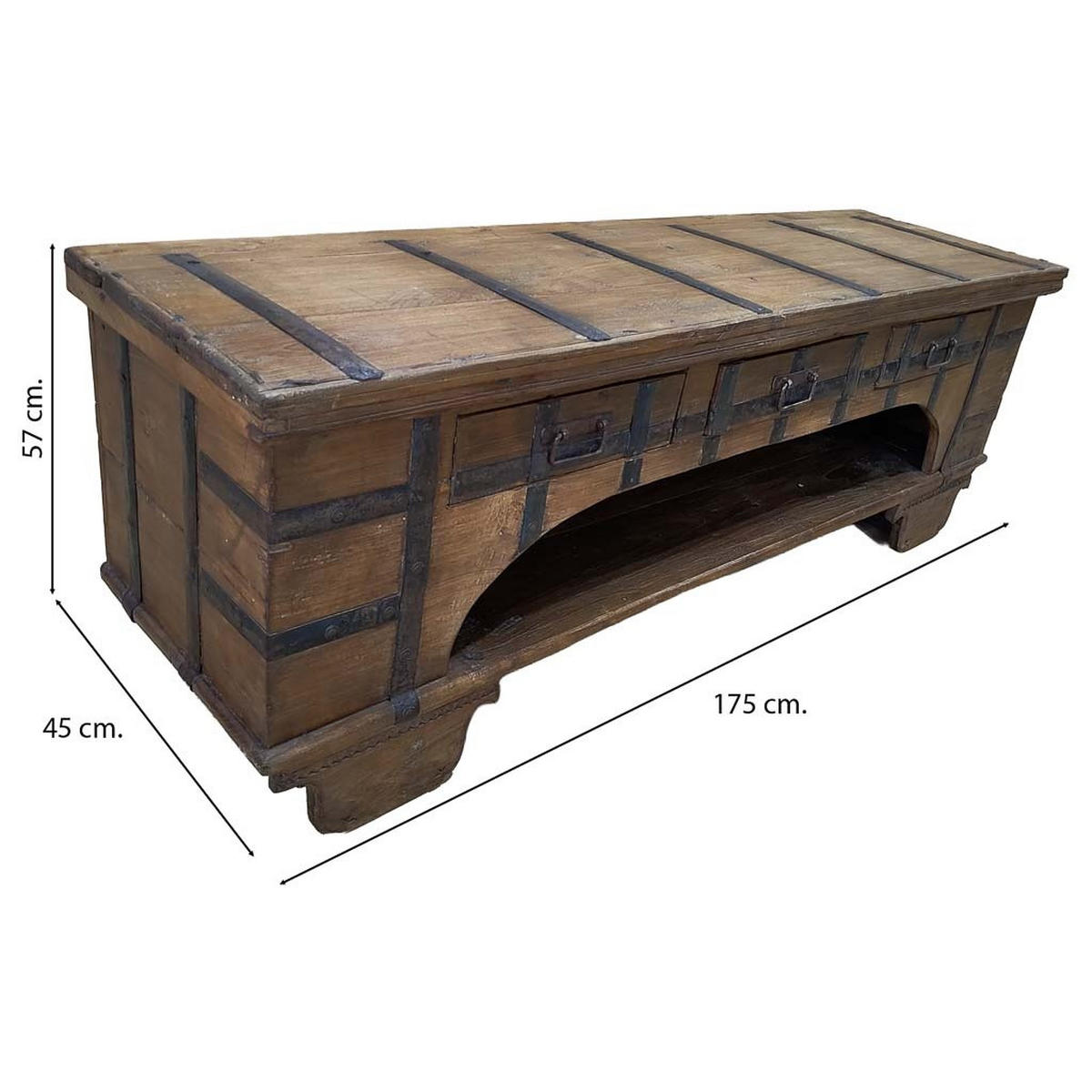 TV-LOWBOARD aus Holz, 175x45x57cm - Braun, Holz (175/57/45cm) - Wanderlust