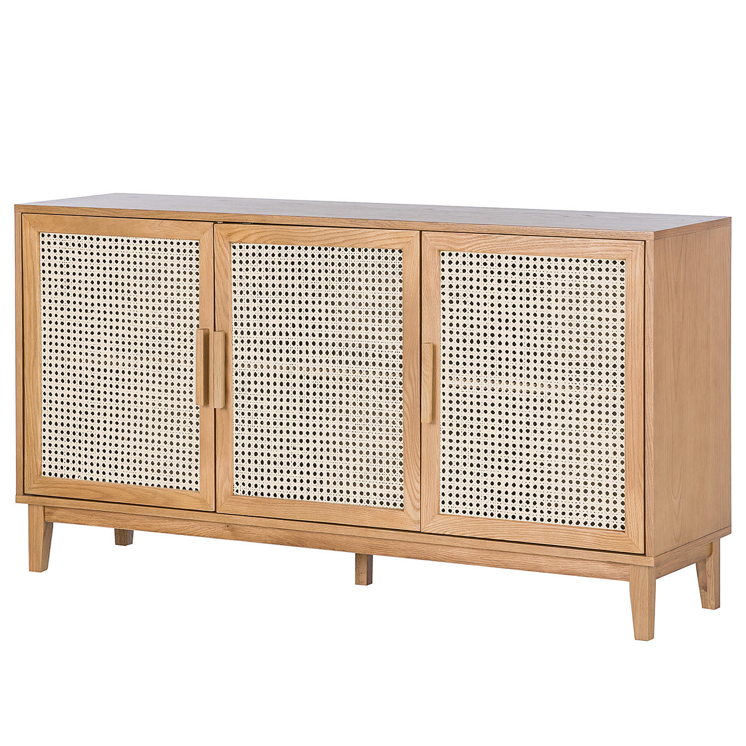 SIDEBOARD - Wiener Geflecht / Echtholzfurnier - Eichefarben, Naturmaterialien (150/80/40cm) - home24
