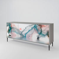 SIDEBOARD VELVET CROSSING, Graue Oberfläche, 164,5x42x72,5 cm, 3 Türen - Schwarz/Grau, Holzwerkstoff/Metall (164.5/72.5/42cm) - SpaceRebels