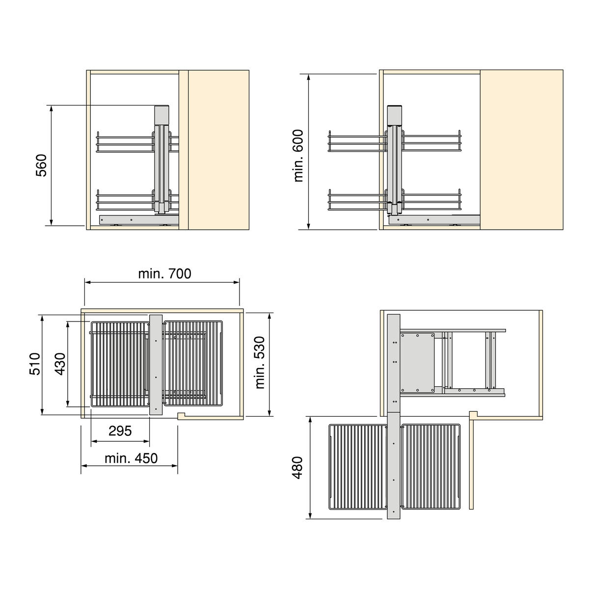 ECKSYSTEM Suprastar für de Küchenschrank, Stahl, Verchromt - Chromfarben, Metall (43/56/70cm) - EMUCA
