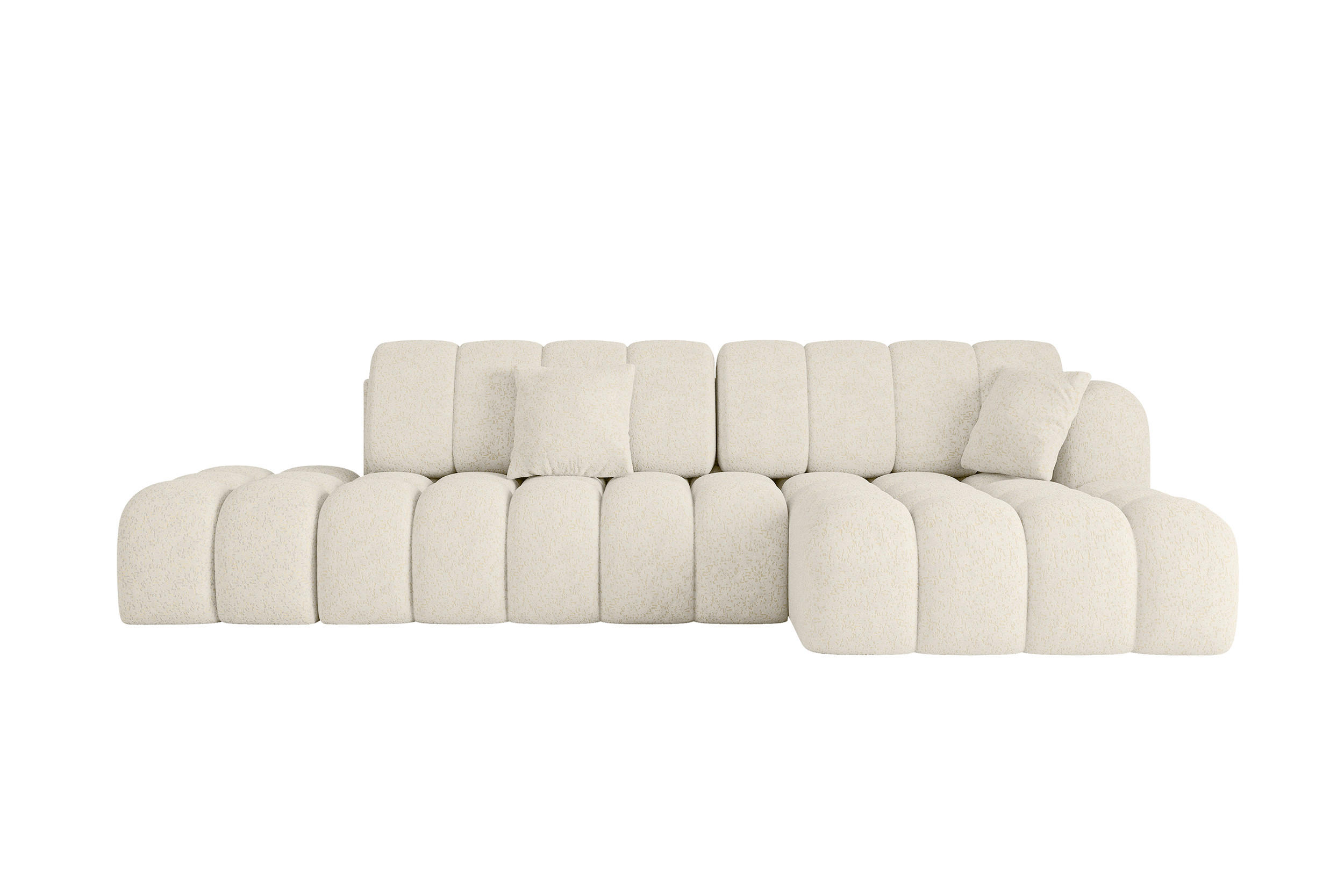 ECKSOFA mit Schlaffunktion Ottomane RECHTS OLEA-L2 321x164x75 Creme Tissu - Creme/Schwarz, Holzwerkstoff/Kunststoff (164/321cm) - ALTDECOR