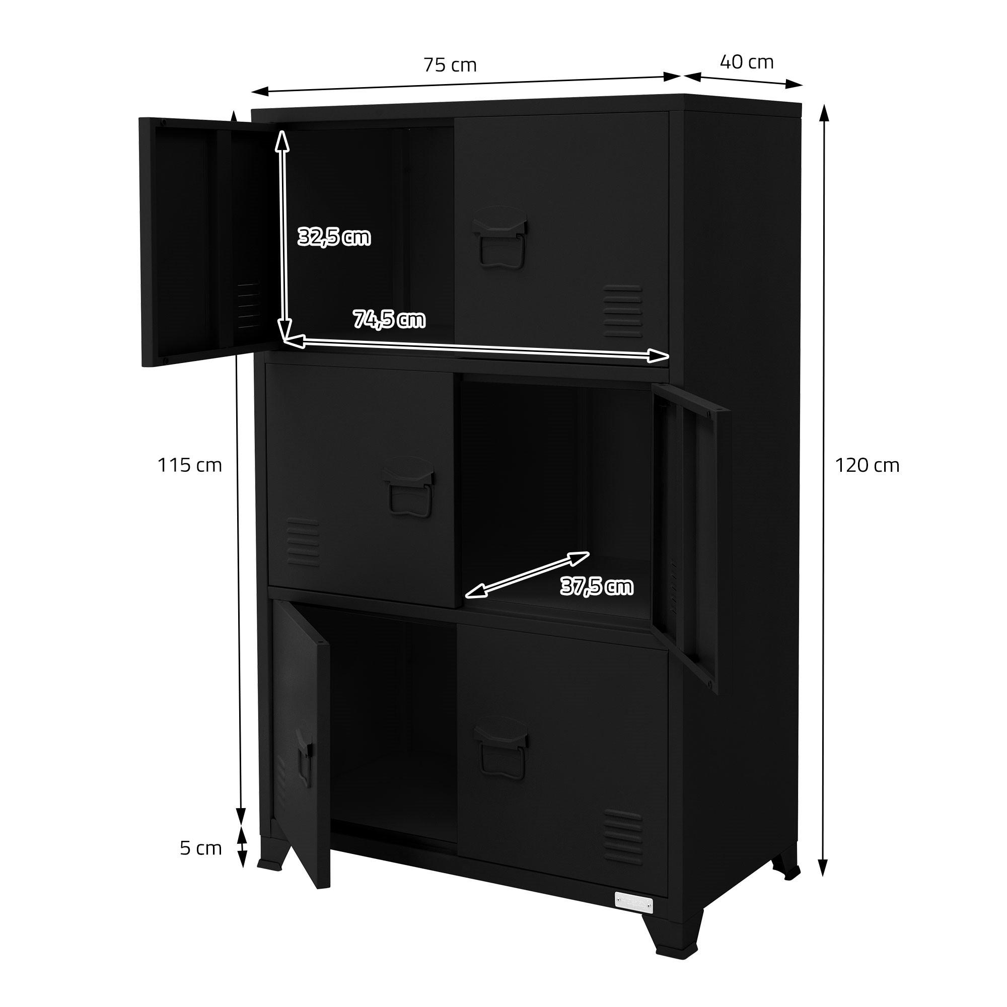 AKTENSCHRANK - Schwarz, Metall (40/120/75cm) - ML-DESIGN
