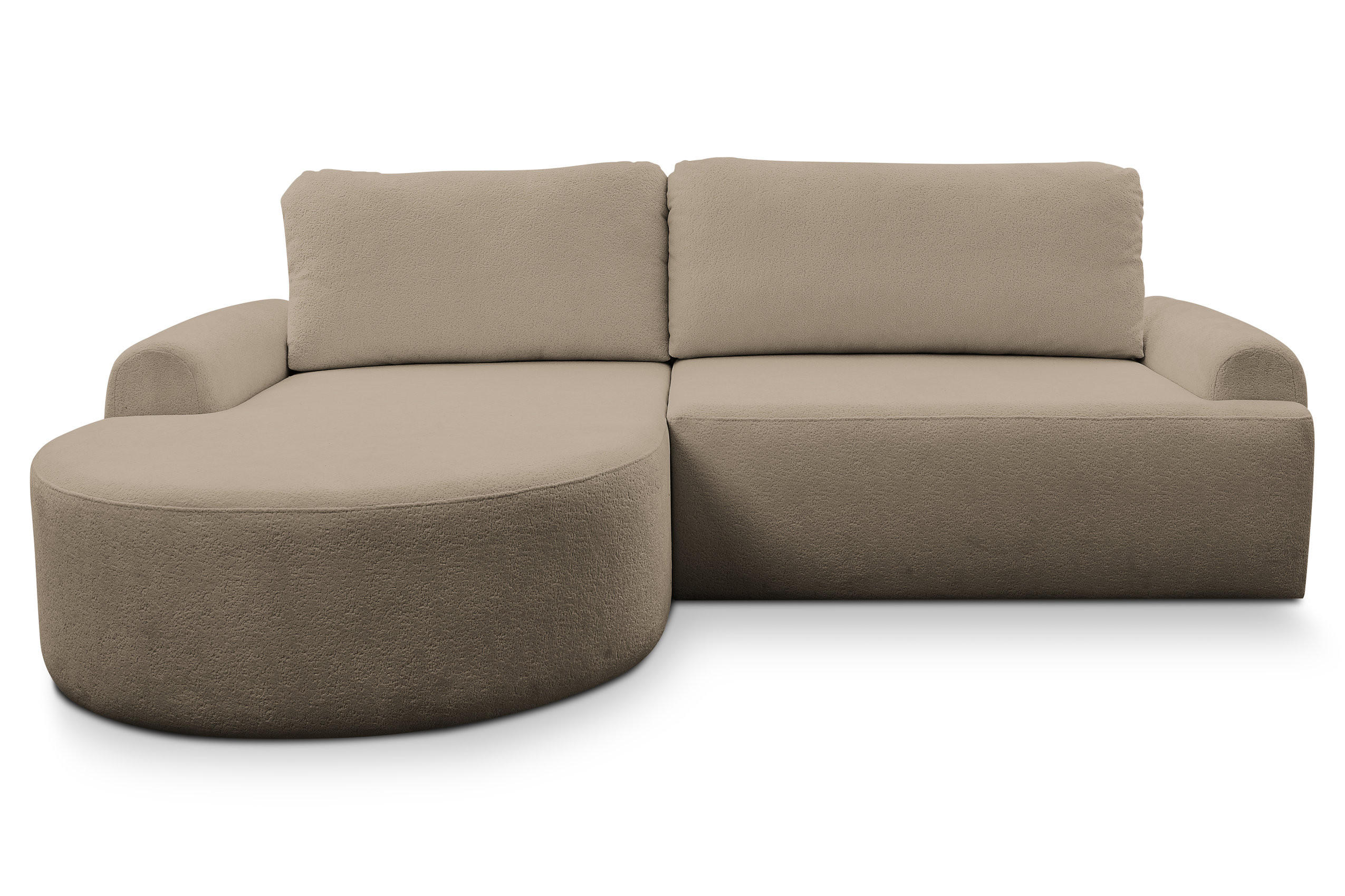 ECKSOFA Dream in L-Form mit Schlaffunktion und Bettkasten, Farbe: Braun, Bouclé-Stoff, Ottomane Links - Braun, Textil (136/260cm) - VENASI MÖBEL