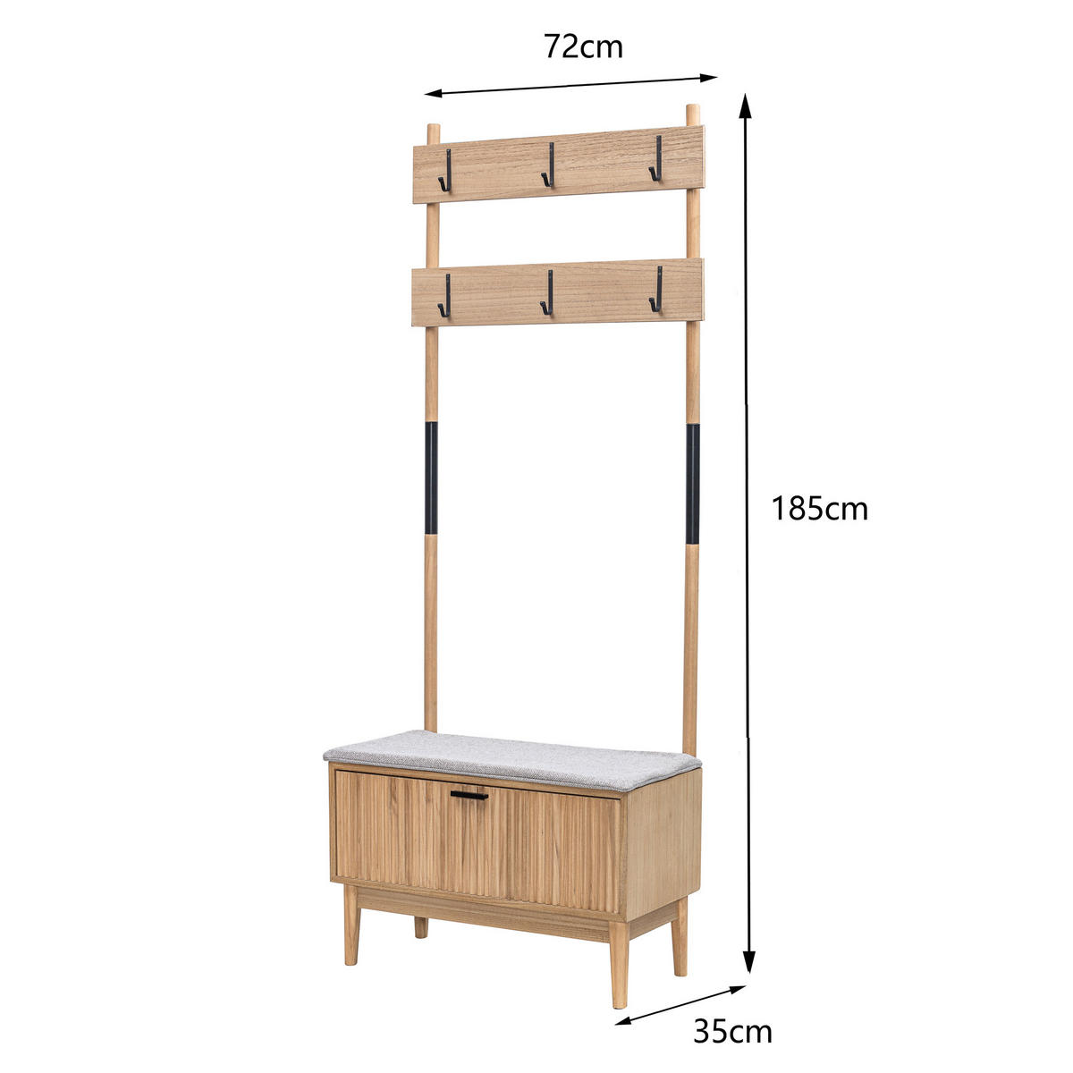 GARDEROBE Metall Grau - Grau, Metall (72/185/35cm) - Nordlys