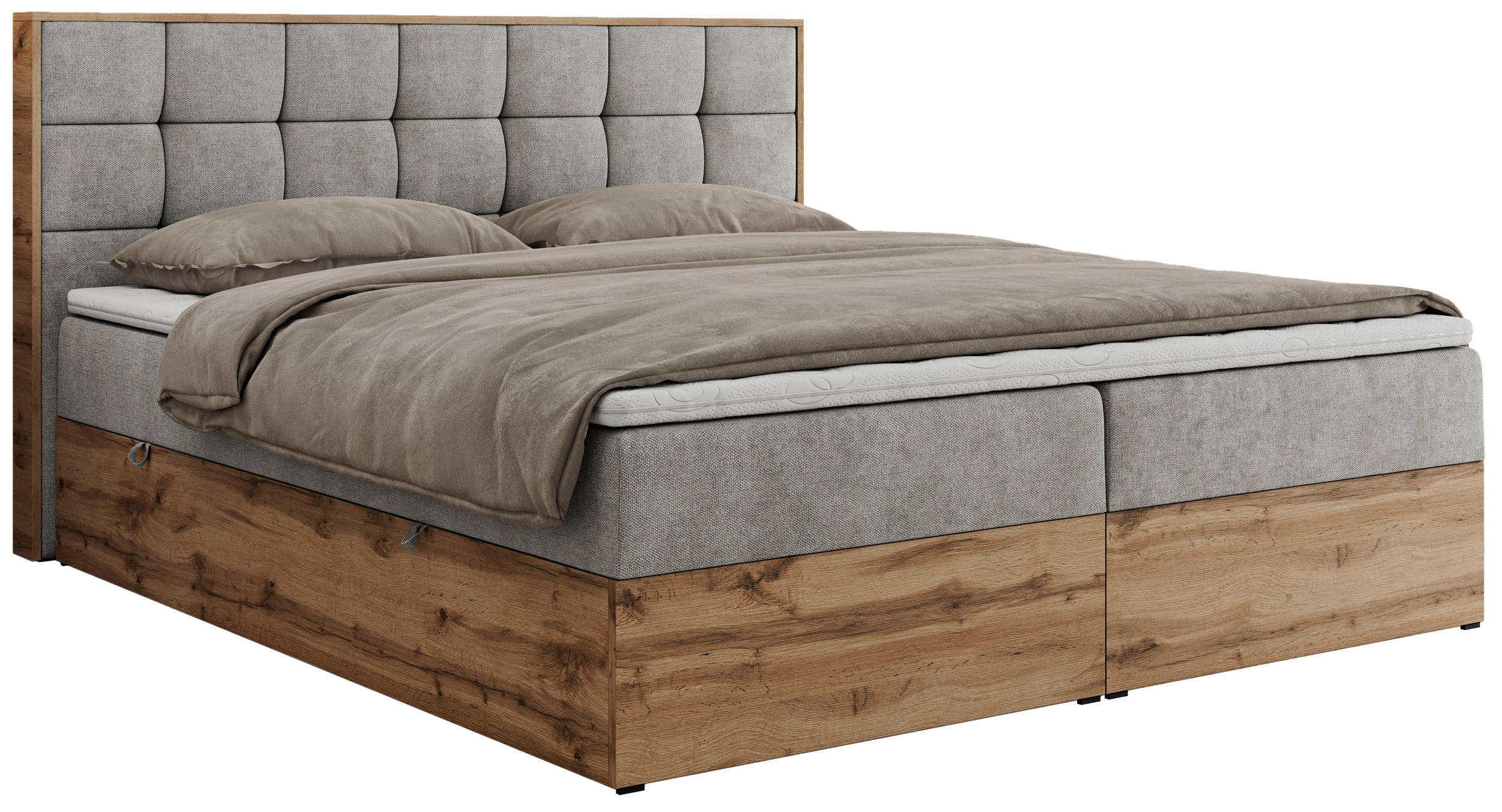 BOXBETT ALBERO 1 - 120/200 Grau Struktur - H3 - Grau, Holz/Textil (120/200cm) - MKS