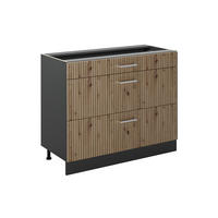 SPODNÍ SKŘÍŇKA KUCHYŇSKÉ LINKY R-Line, Řemeslný dub/Antracit, 100 cm bez pracovní desky - antracitová/dub artisan, kompozitní dřevo (100/81.6/46cm) - Vicco