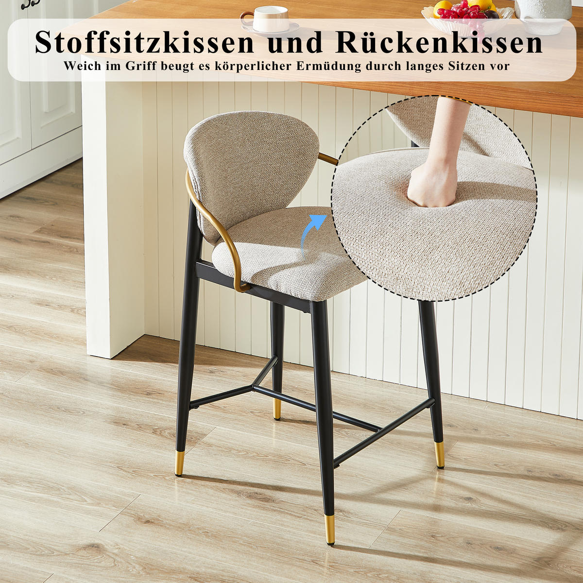 BARHOCKER DE-36397 2er-Set höhenverstellbar Hellbraun - Hellbraun, Metall (57/87/52cm) - ComfortXL