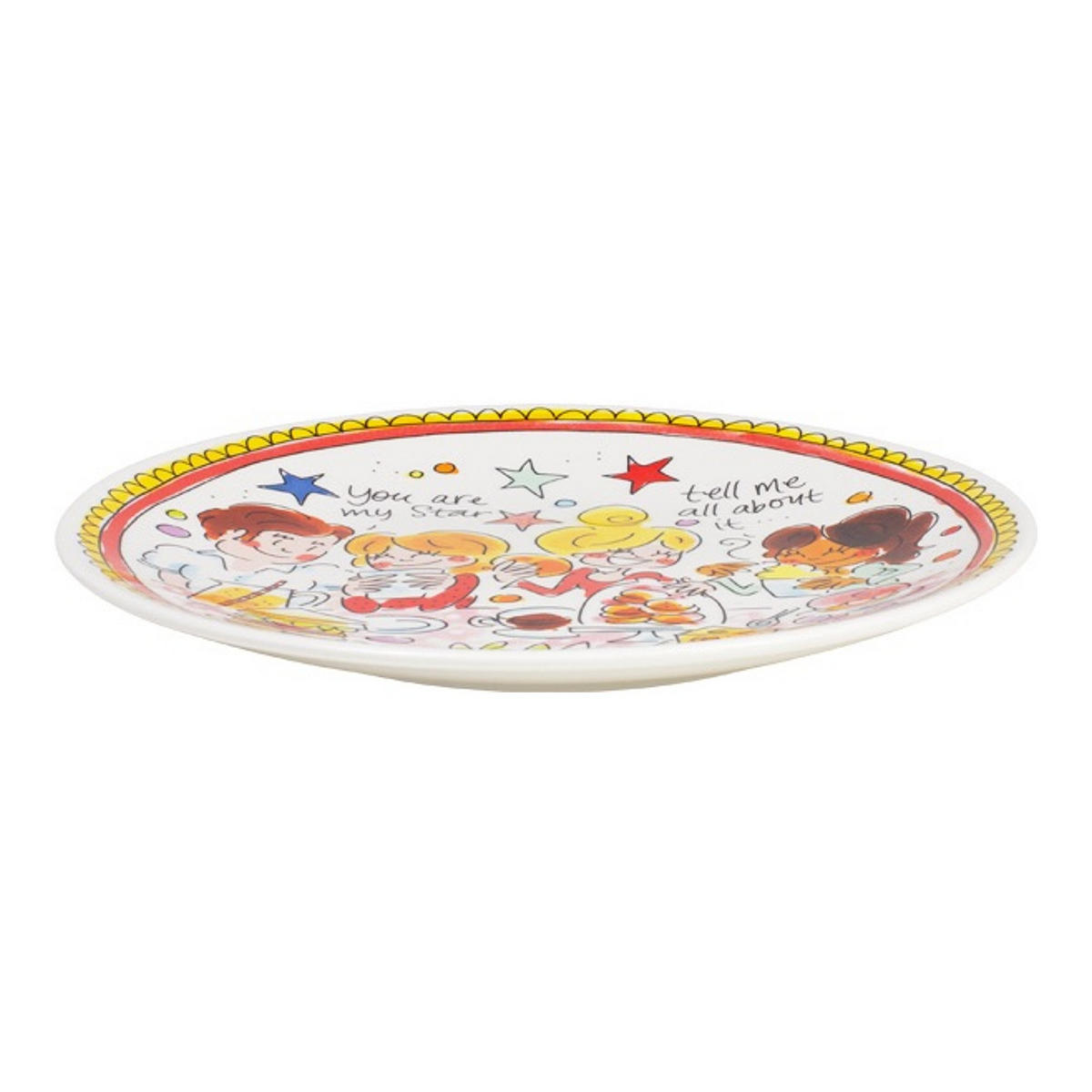 FRÜHSTÜCKSTELLER Roter Rand in Bunt - 22cm - Multicolor, Keramik (21.8/21.8/2.5cm) - Blond Amsterdam