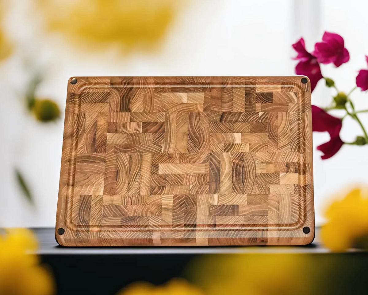 STIRNHOLZ-SCHNEIDEBRETT 43 cm - Teakfarben, Holz (43/30.5cm) - Zayiko