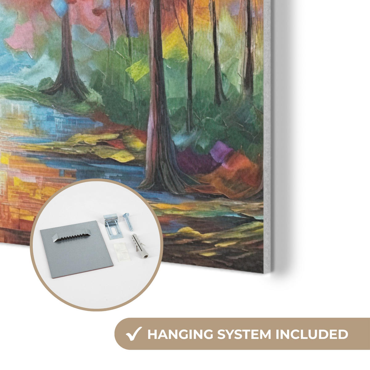 AKUSTIKBILD Landschaft - Wald - Farben - Natur Akustikpaneele 90x90 cm - Multicolor, Textil (90/90/0.9cm) - MuchoWow