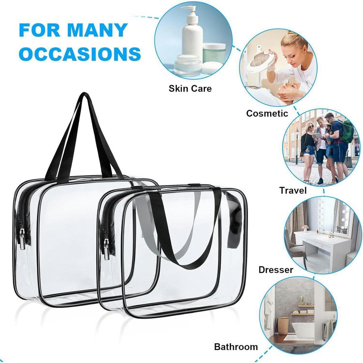 KULTURTASCHE 2-teiliges Set Transparent - Transparent, Kunststoff (18/2/26cm)