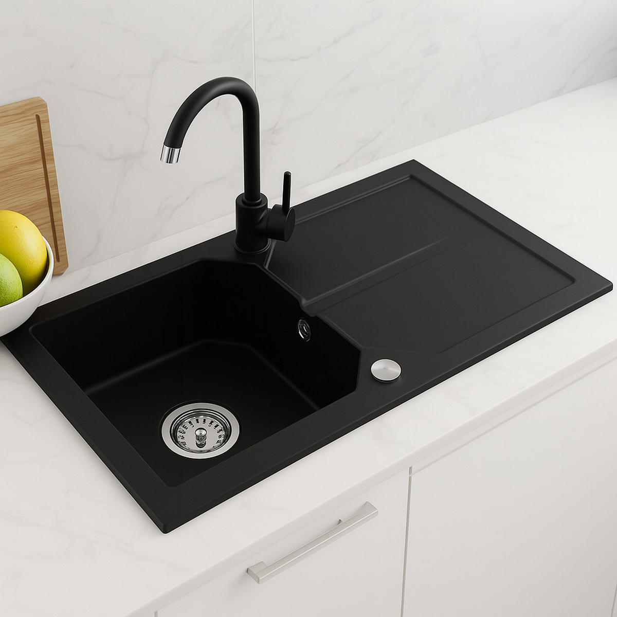GRANITSPÜLE KDO graphite 750x435mm - Graphitfarben, Holzwerkstoff (43/17/43cm) - roe furniture