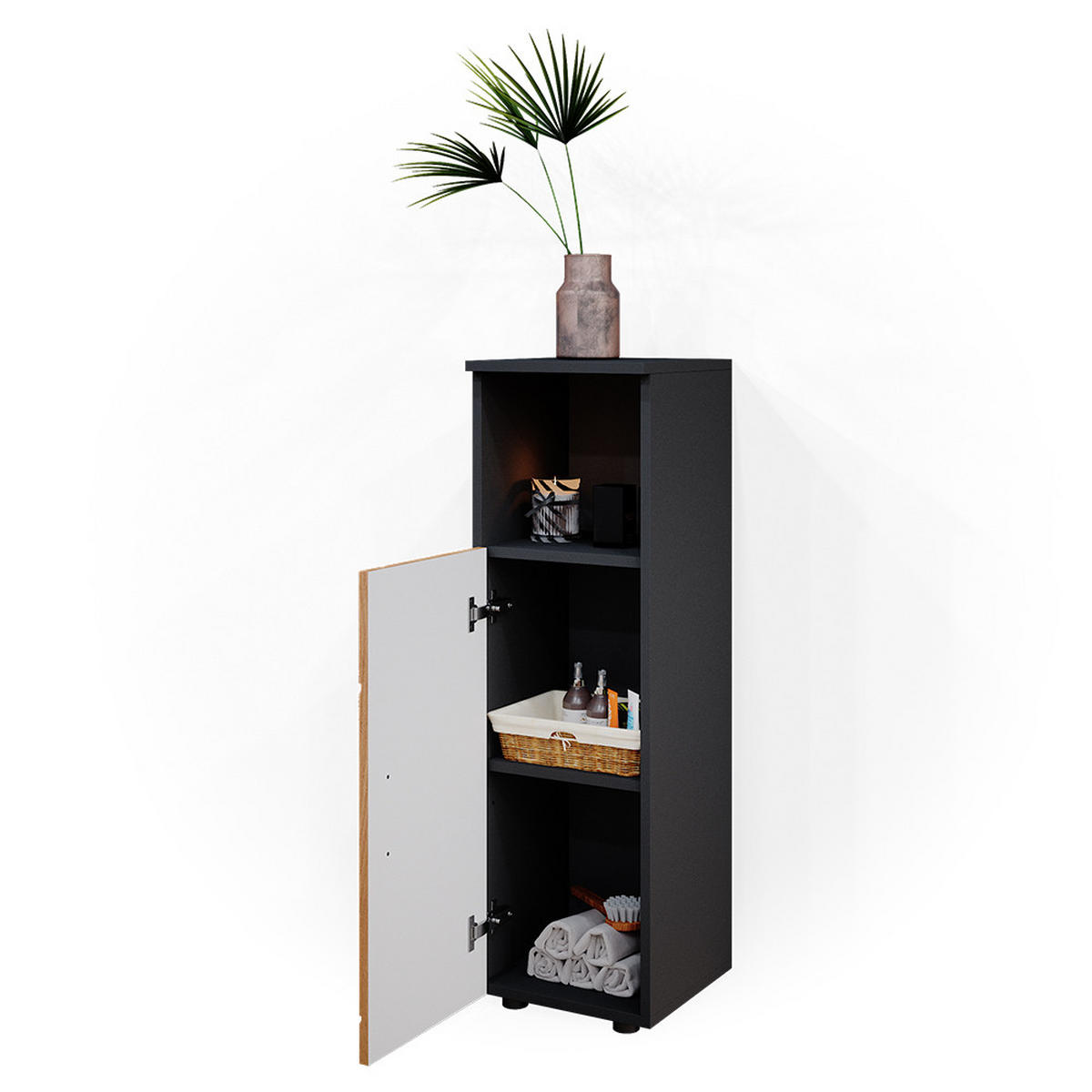 MIDISCHRANK Irma Goldkraft Eiche 30 x 95 cm - Anthrazit/Eiche Wotan, Holzwerkstoff (30/95/30cm) - Vicco