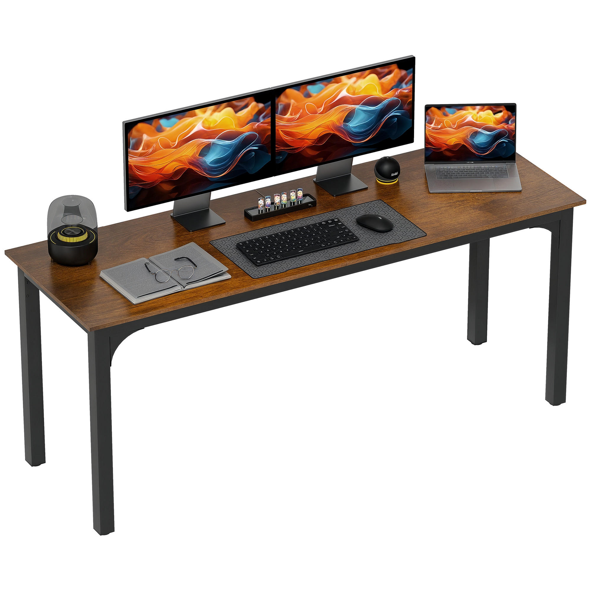 COMPUTERTISCH Braun und Schwarz im Industriestil 180/60/75 cm - Wildeiche, Holzwerkstoff (60/180/75cm) - PANGIVO