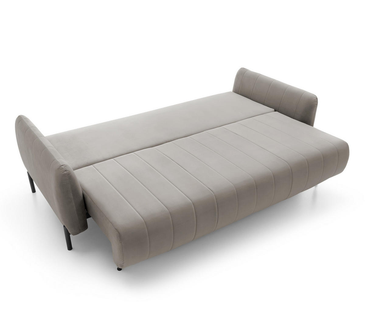 SCHLAFSOFA Neva Grau Velours 234 cm - Schwarz/Grau, Textil/Metall (234/90/100cm) - Selsey