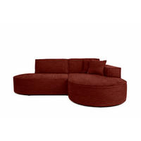 ECKSOFA L-Form, Cordstoff Velo, Kupfer, Rechts, Modena Studio - Orange, Holz (236/165cm) - Kaiser Möbel