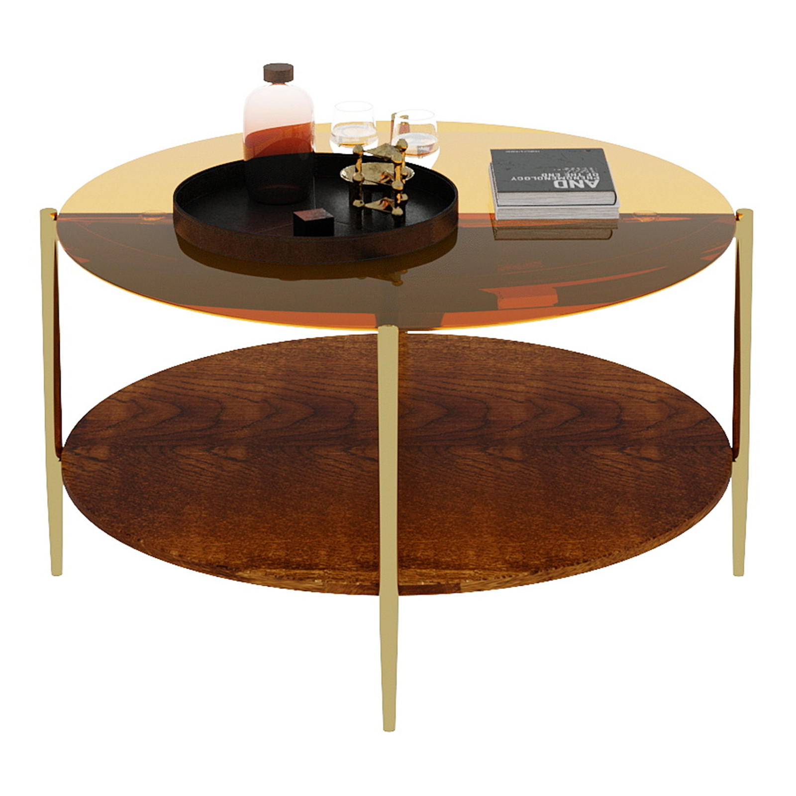 COUCHTISCH Gold/Natur, 82/82/45 cm - Goldfarben, Glas (82/82/45cm) - PANGIVO