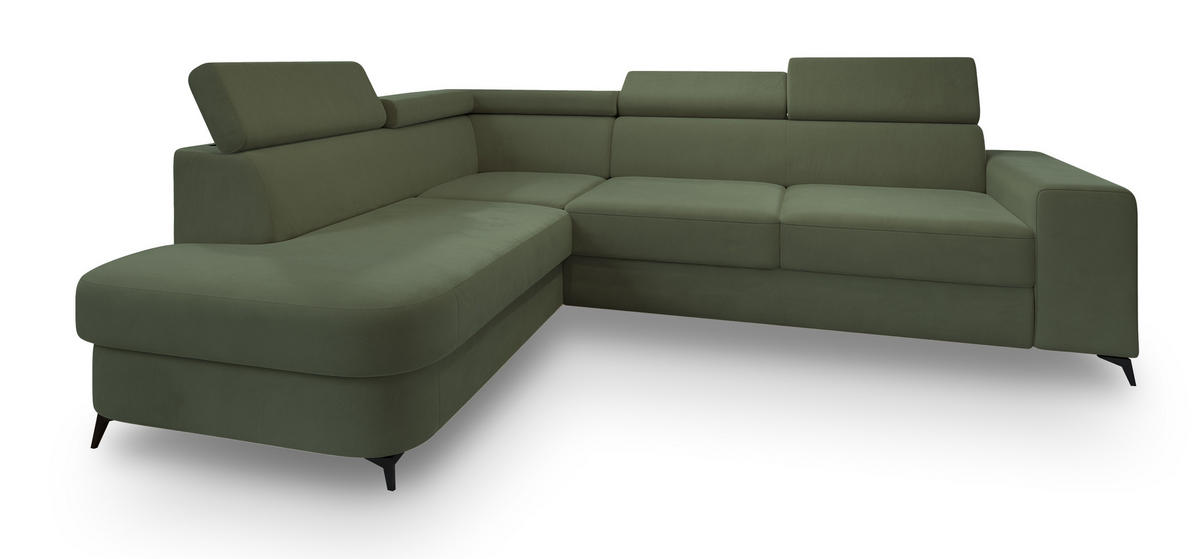 ROHOVÁ SEDAČKA ALVORO zelená barva - černá/zelená barva, kov/dřevo (253/190cm) - MASSENO