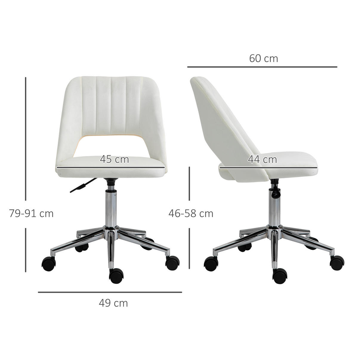 DREHSTUHL 49/60/79-91 cm Beige aus Polyester höhenverstellbar - Beige, Kunststoff (60/91/49cm) - OKWISH