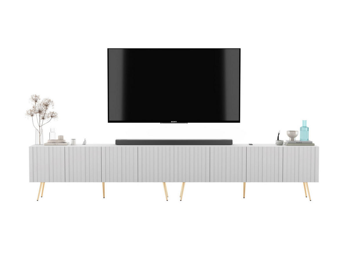 TV-LOWBOARD 2-er Set Elpis Weiß Matt mit Metallbeinen 150 cm Glamour - Schwarz/Weiß, Holzwerkstoff (300/60.5/36.5cm) - Meble Lindner