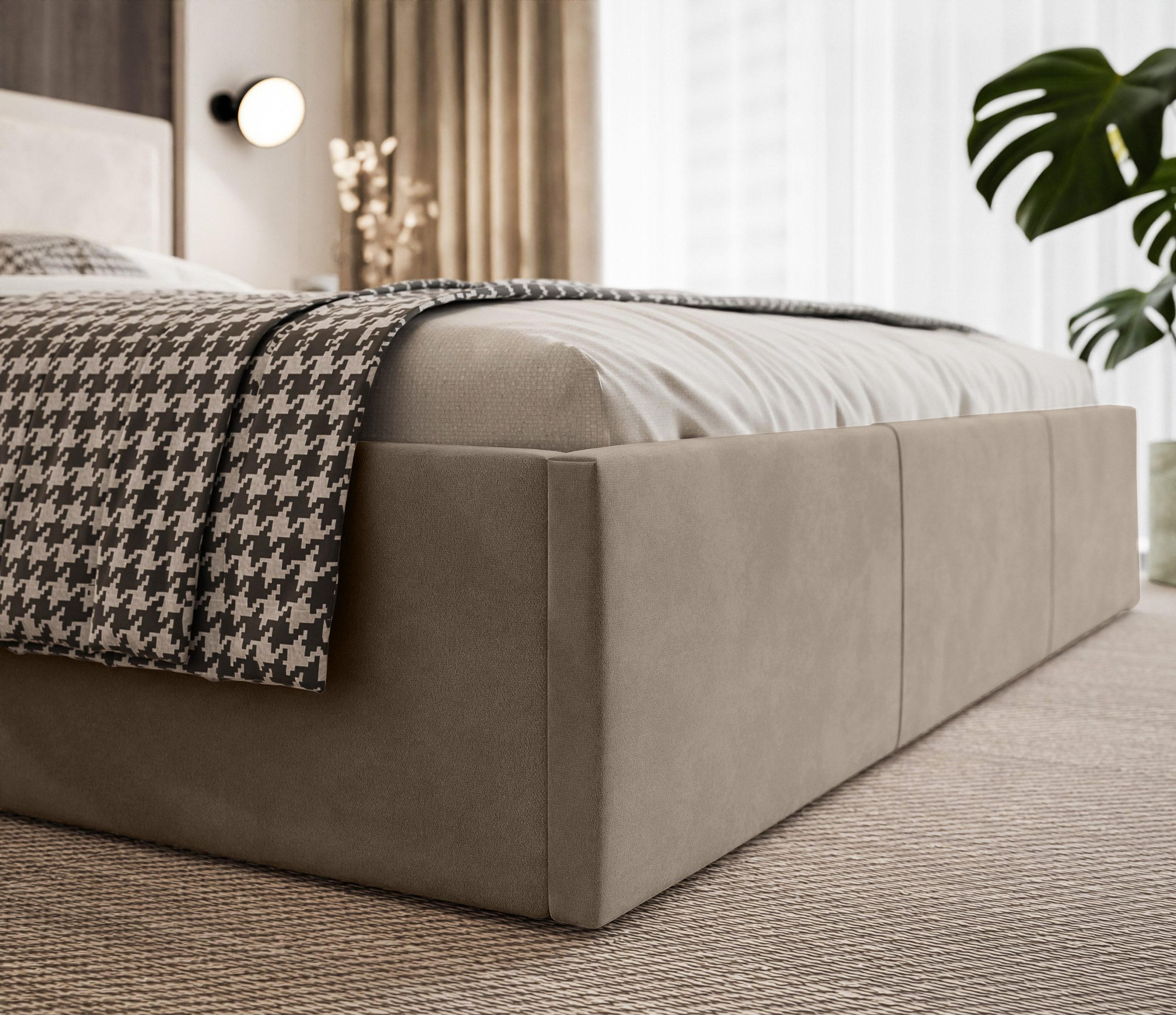 Thumbnail - Fedve Polsterbett, Hellbraun, Textil, 140x200 cm, Schlafzimmer, Betten