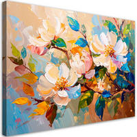 LEINWANDBILD Bunte Blumen Blätter Natur 120x80cm - Multicolor, Textil (120/80cm) - Feeby