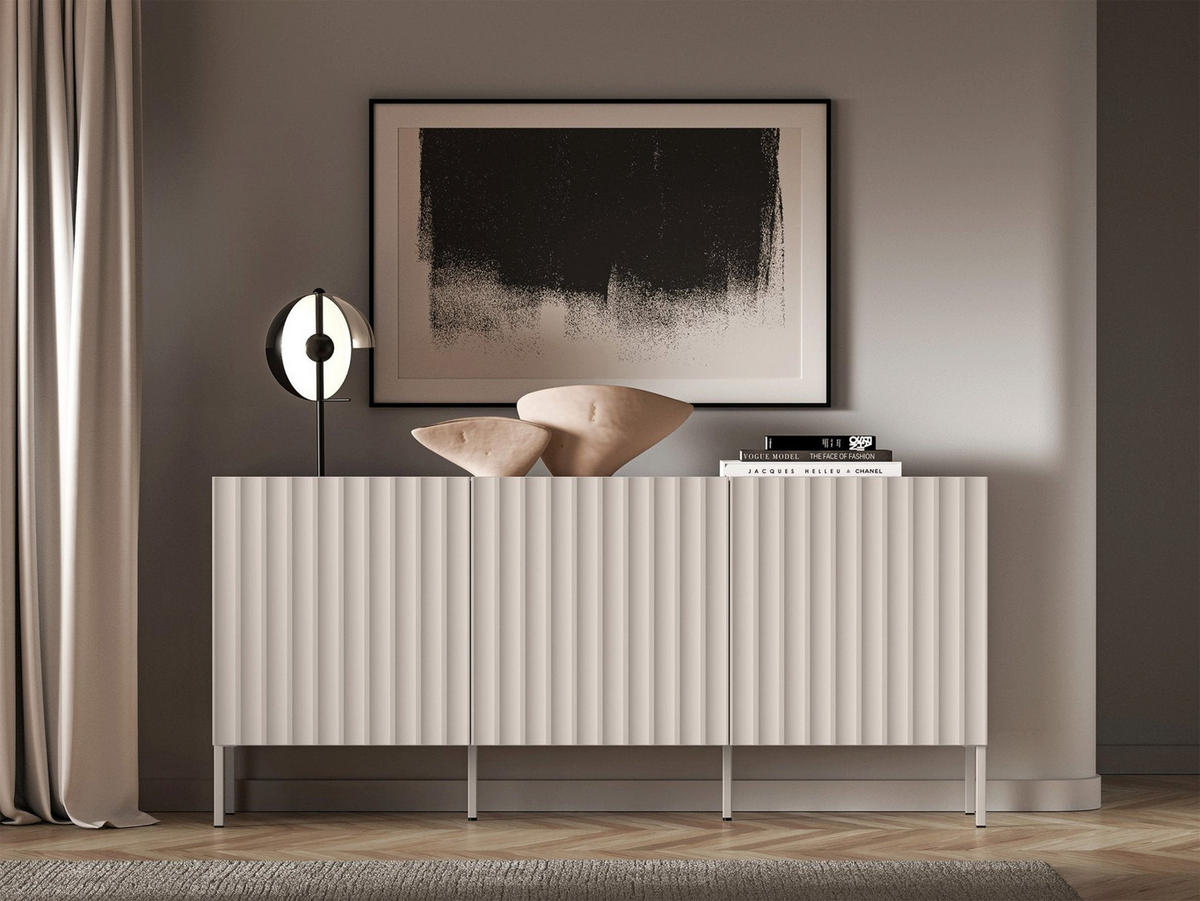 KOMODA Derriva světle béžová 170 cm - béžová/ecru, kov/kompozitní dřevo (169.8/76.6/37cm) - Selsey