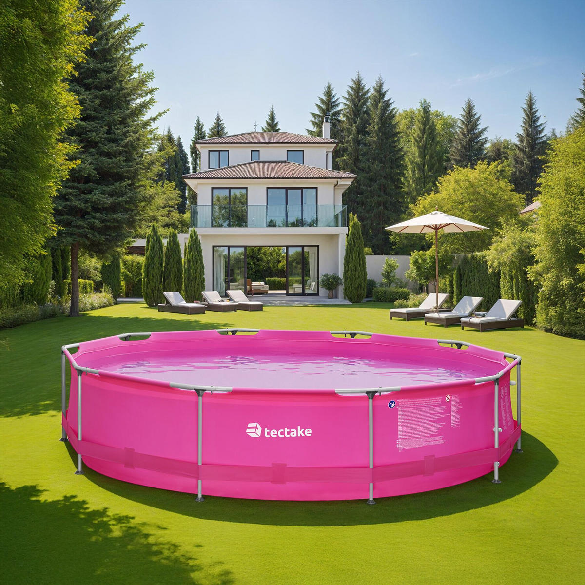 SWIMMING POOL Summertime,360 x 76 cm,pink - Pink, Kunststoff (360/76/360cm) - tectake