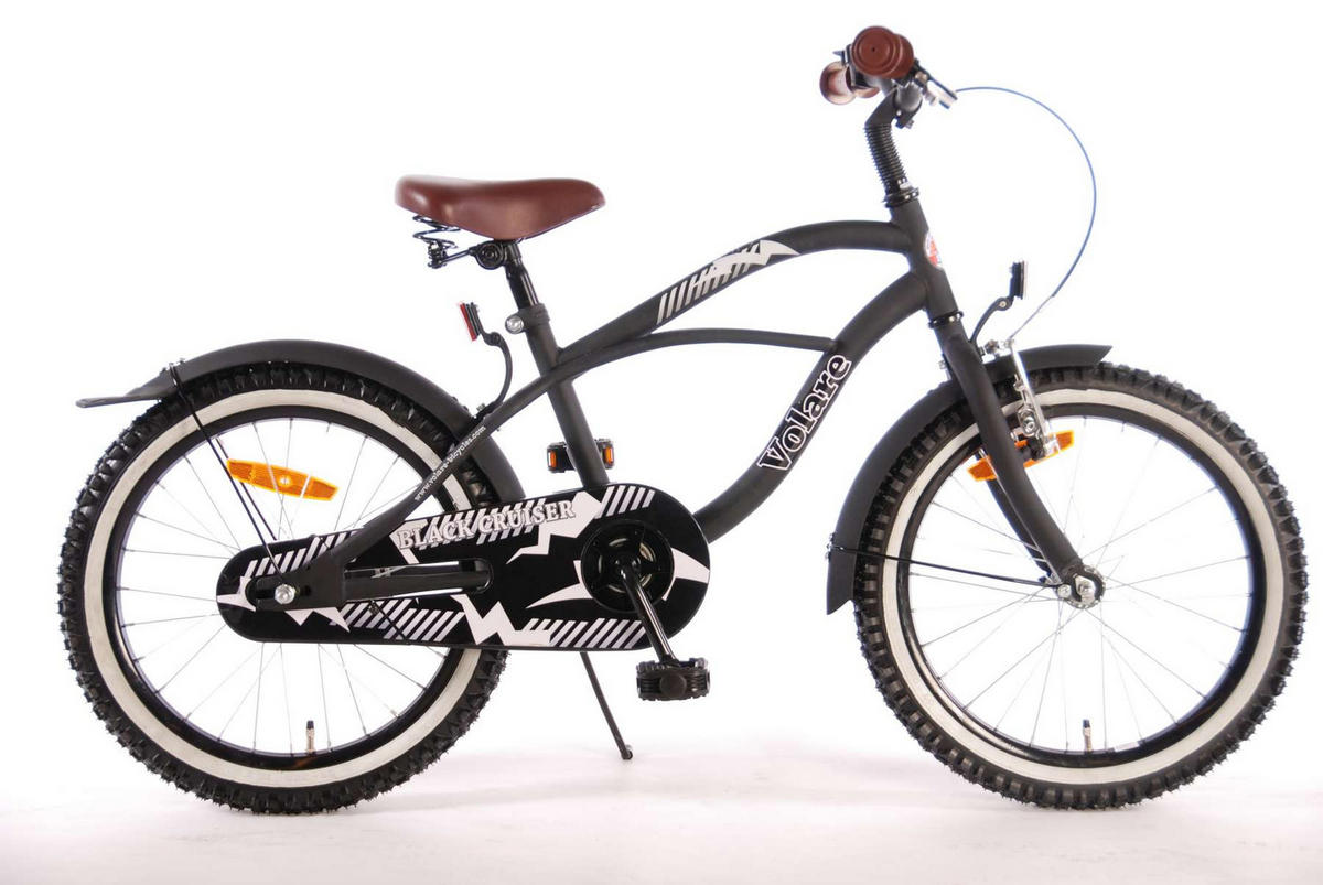 KINDERFAHRRAD Black Cruiser - Jungen - 18 Zoll - Rücktritt + Handbremse - Schwarz - Schwarz, Metall (65cm) - TPFSports