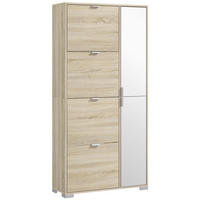 SCHUHSCHRANK DE-15005 4 Klapptüren & 2 Spiegel-Schränke Natur - Eichefarben, Holzwerkstoff (82/168/30cm) - ComfortXL