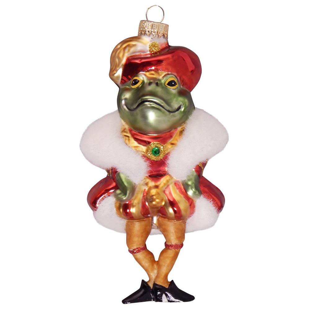 CHRISTBAUMSCHMUCK Frosch-Prinz Mehrfarbig 13cm (Glas / 1 Stk.) - Multicolor, Glas (7/13/5cm) - Krebs Glas Lauscha