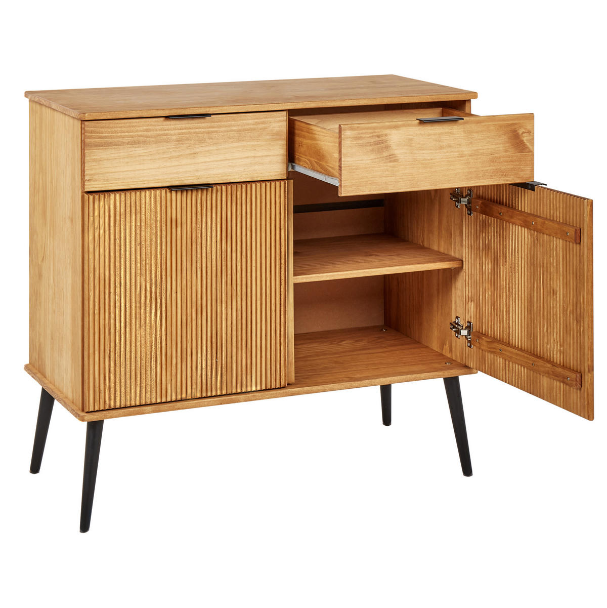 SIDEBOARD se 2 dveřmi Borovicové dřevo Hnědý Timmins - hnědá, dřevo (100/90/45cm) - Beliani