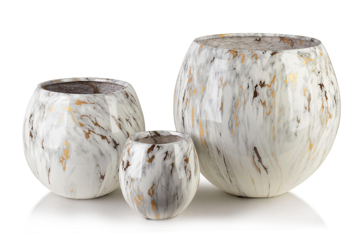 BLUMENTOPF Neva 3er Set Weiß 42.5/42.5/42.5 cm Keramik - Weiß, Keramik (42.5/39/42.5cm) - Mondex