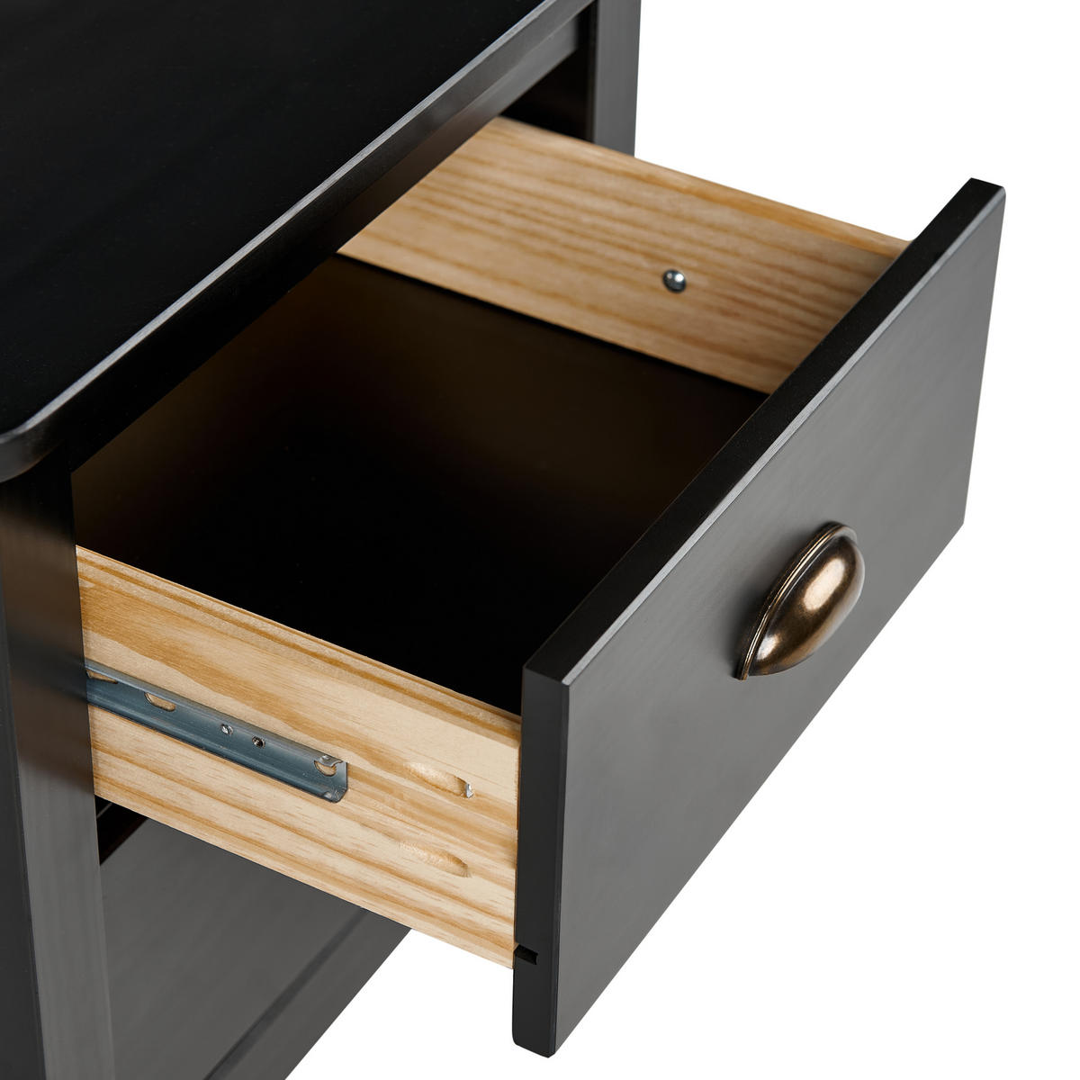 NACHTTISCH mit 2 Schubladen Kiefernholz Schwarz Shillington - Schwarz, Holz (35/46/52cm) - Beliani
